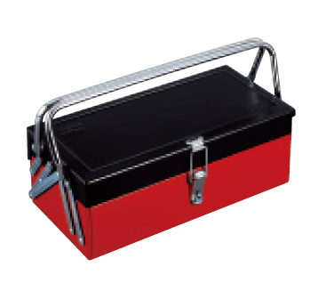 Thick metal provides a rigid structure. The tool box can be made flat when the single lid is closed, to prevent dust intrusion.