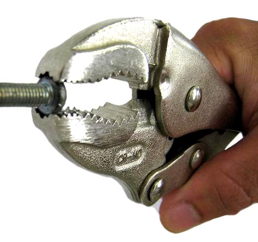 Rusted machine screws and deformed screws can be gripped and held with the vertical groove at the tip of the pliers.