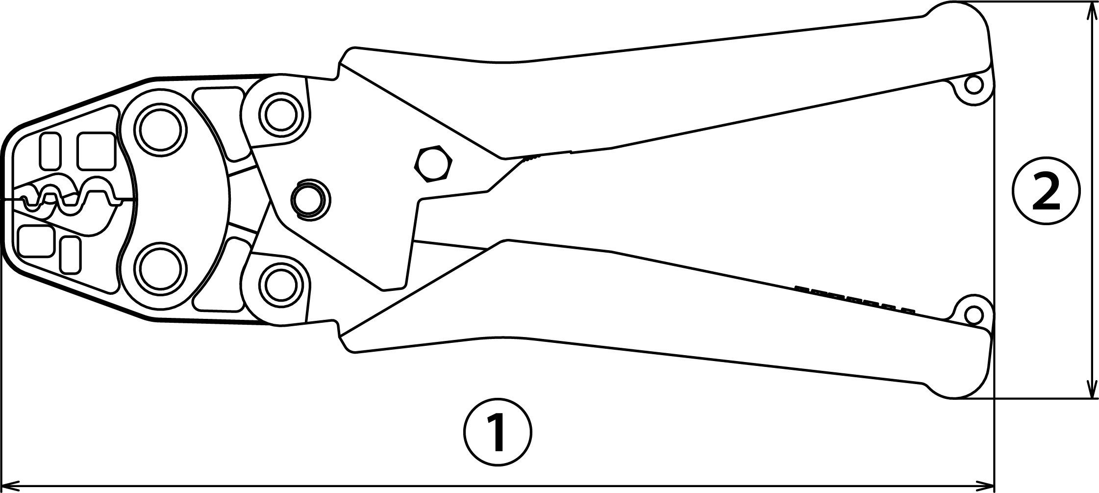 Mini crimping tool for non-insulated terminals for copper wire/for non ...